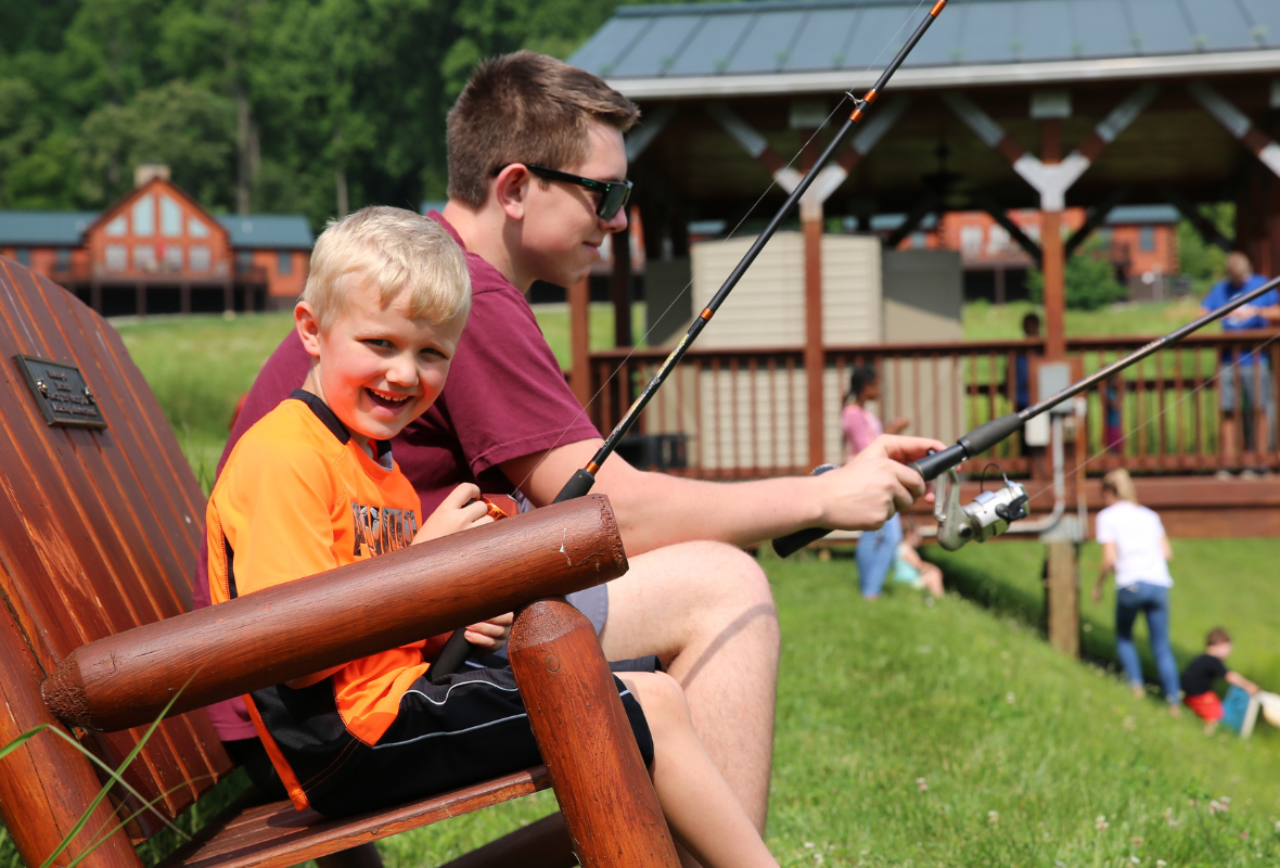 A family in rocking chairs